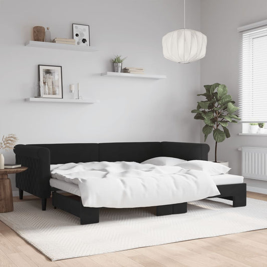 Divano Letto con Letto Estraibile Nero 90x200 cm in Velluto | homemem39