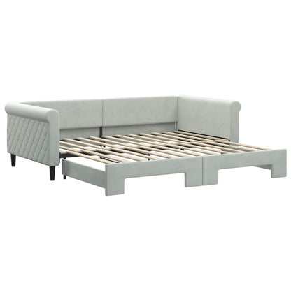 Divano Letto con Letto Estraibile Grigio Chiaro 100x200 Velluto - homemem39
