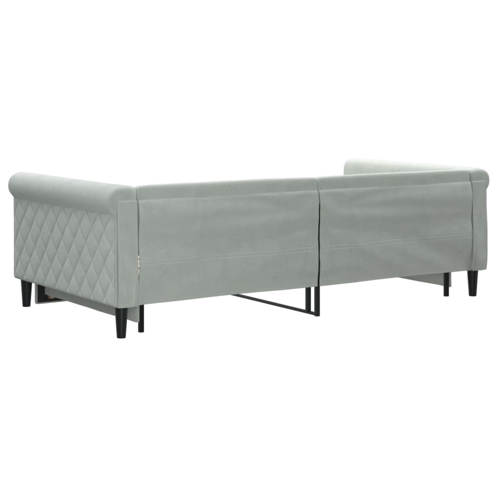 Divano Letto con Letto Estraibile Grigio Chiaro 100x200 Velluto - homemem39