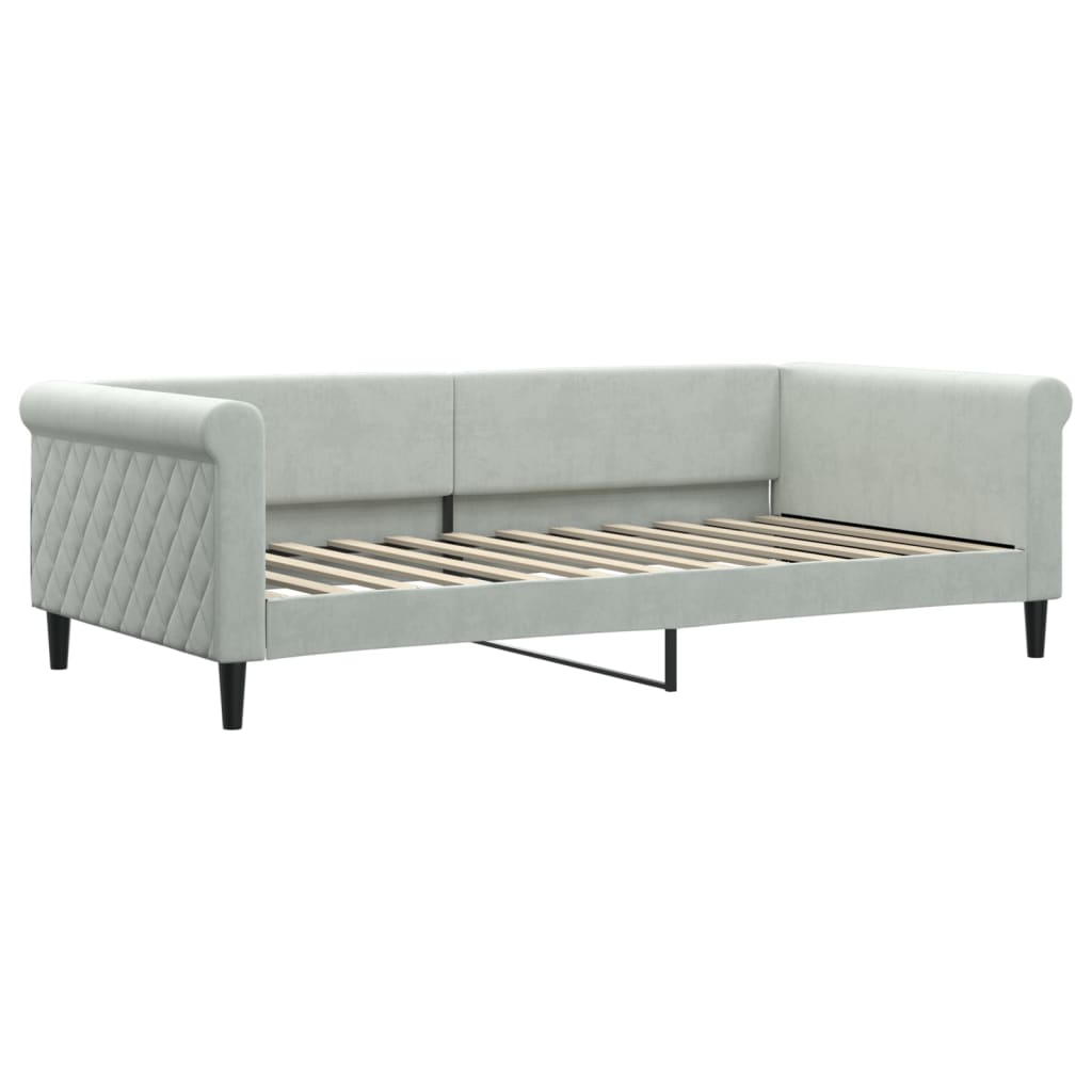 Divano Letto con Letto Estraibile Grigio Chiaro 100x200 Velluto - homemem39