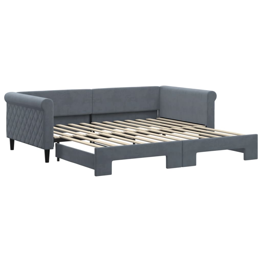 Divano Letto con Letto Estraibile Grigio Scuro 100x200 Velluto | homemem39