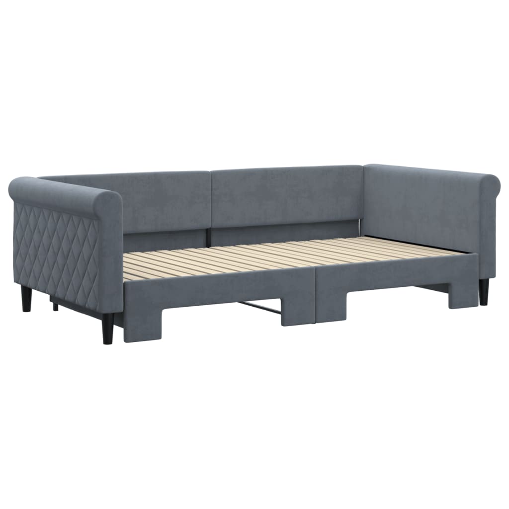 Divano Letto con Letto Estraibile Grigio Scuro 100x200 Velluto | homemem39