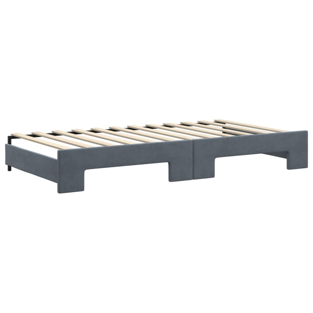 Divano Letto con Letto Estraibile Grigio Scuro 100x200 Velluto | homemem39