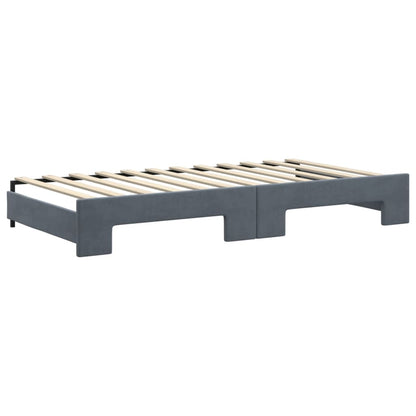 Divano Letto con Letto Estraibile Grigio Scuro 100x200 Velluto | homemem39