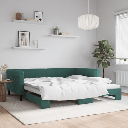 Divano Letto con Letto Estraibile Verde Scuro 100x200cm Velluto - homemem39