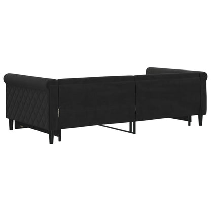 Divano Letto con Letto Estraibile Nero 100x200 cm in Velluto