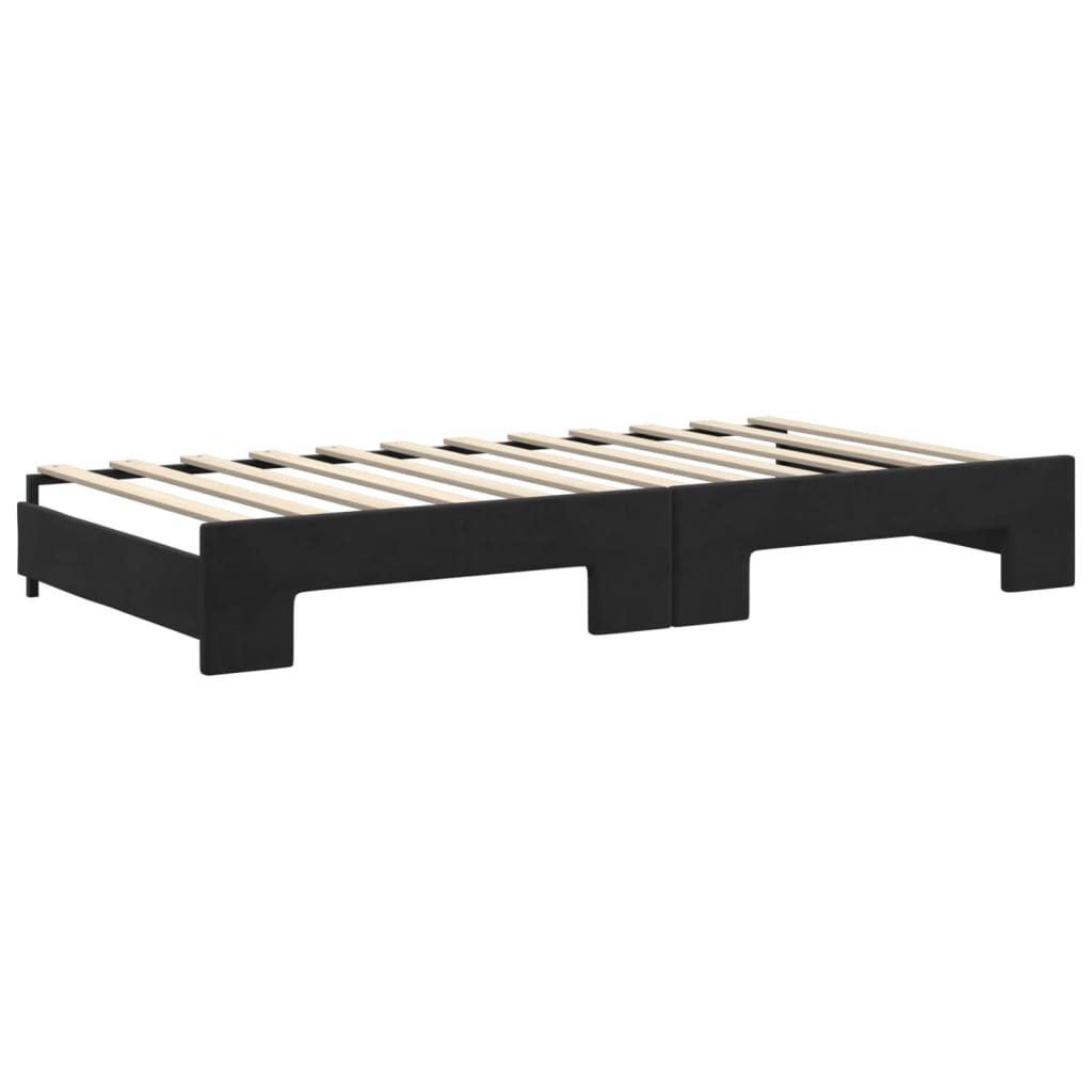 Divano Letto con Letto Estraibile Nero 100x200 cm in Velluto