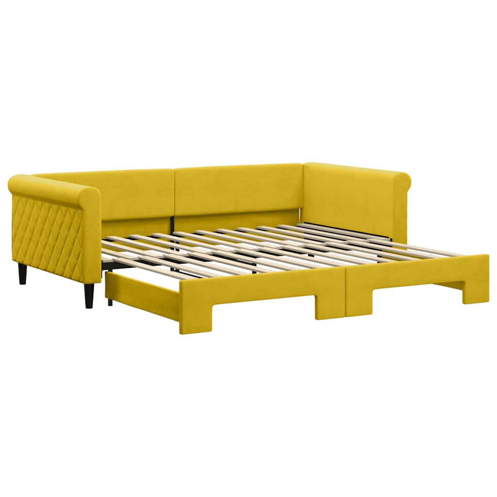 Divano Letto con Letto Estraibile Giallo 100x200 cm in Velluto