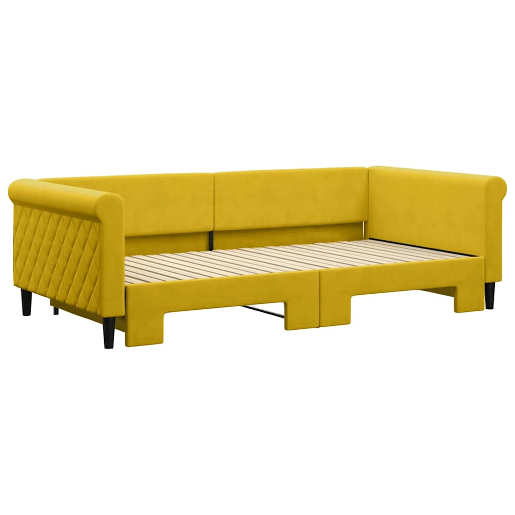 Divano Letto con Letto Estraibile Giallo 100x200 cm in Velluto