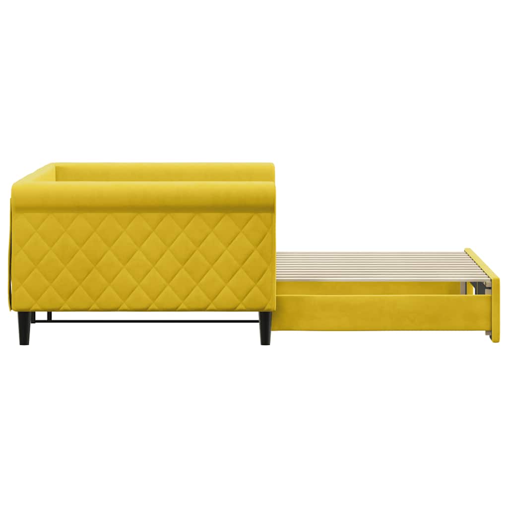 Divano Letto con Letto Estraibile Giallo 100x200 cm in Velluto