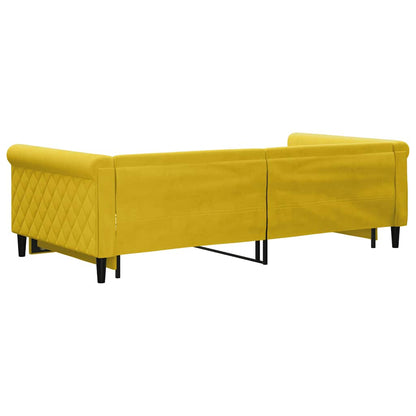 Divano Letto con Letto Estraibile Giallo 100x200 cm in Velluto