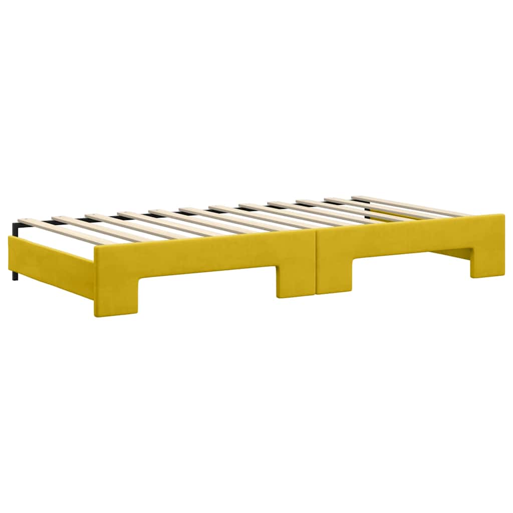 Divano Letto con Letto Estraibile Giallo 100x200 cm in Velluto