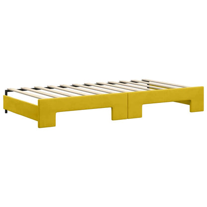 Divano Letto con Letto Estraibile Giallo 100x200 cm in Velluto