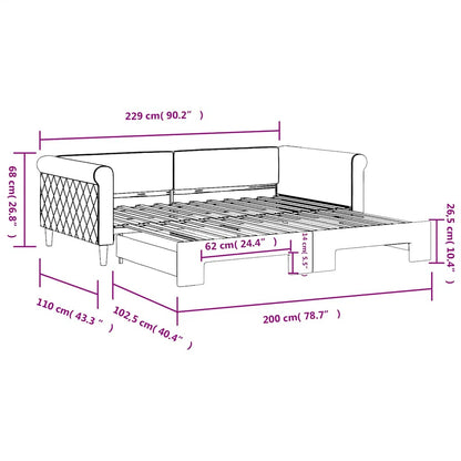 Divano Letto con Letto Estraibile Giallo 100x200 cm in Velluto
