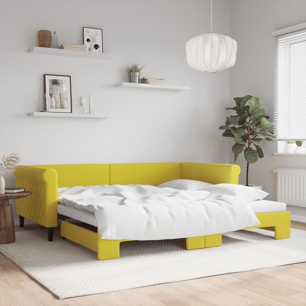 Divano Letto con Letto Estraibile Giallo 100x200 cm in Velluto - homemem39