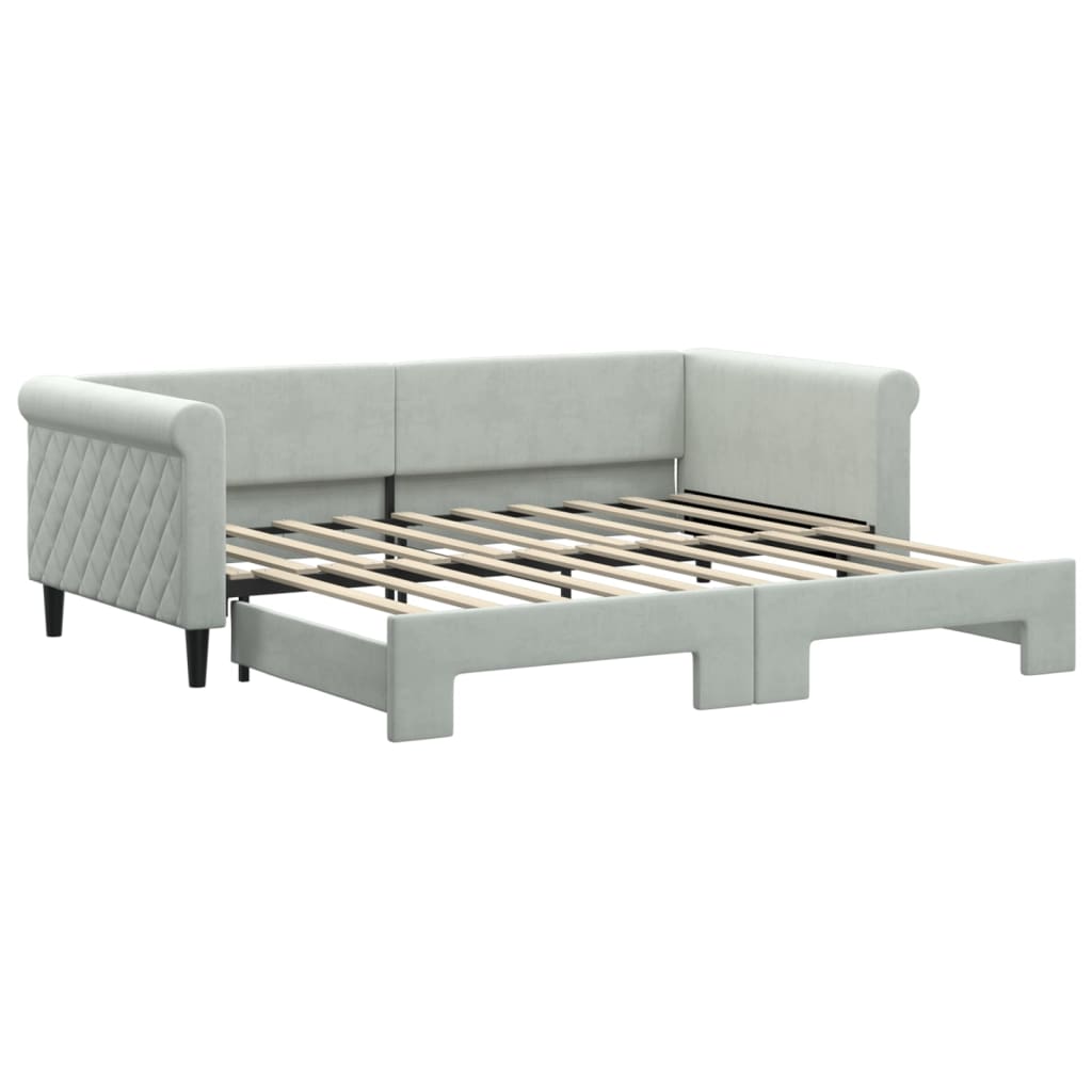Divano Letto con Letto Estraibile Grigio Chiaro 90x190 Velluto - homemem39