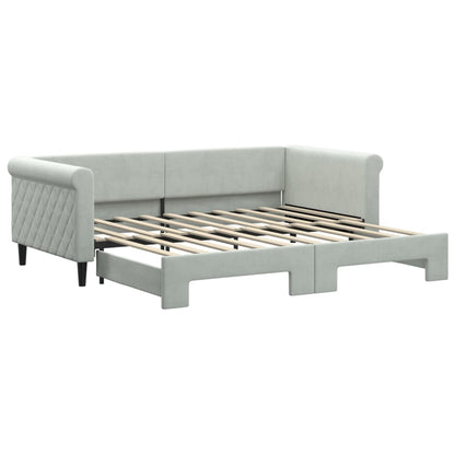 Divano Letto con Letto Estraibile Grigio Chiaro 90x190 Velluto