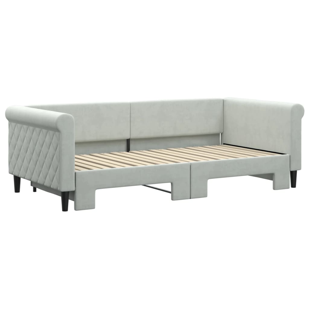 Divano Letto con Letto Estraibile Grigio Chiaro 90x190 Velluto