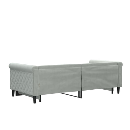 Divano Letto con Letto Estraibile Grigio Chiaro 90x190 Velluto