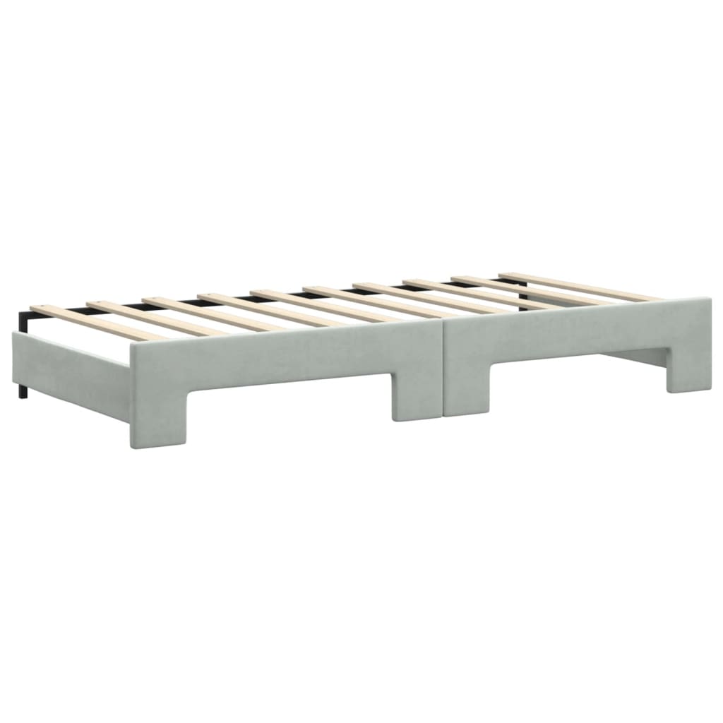 Divano Letto con Letto Estraibile Grigio Chiaro 90x190 Velluto