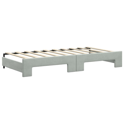 Divano Letto con Letto Estraibile Grigio Chiaro 90x190 Velluto