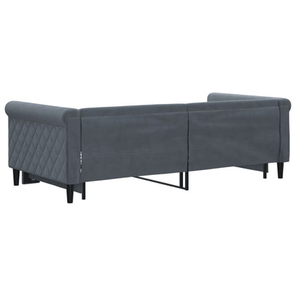Divano Letto con Letto Estraibile Grigio Scuro 90x190cm Velluto