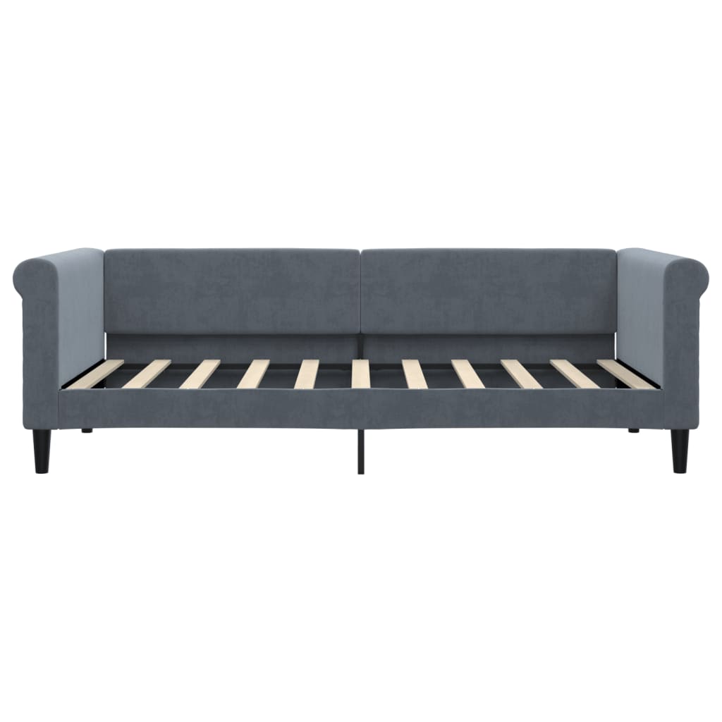 Divano Letto con Letto Estraibile Grigio Scuro 90x190cm Velluto