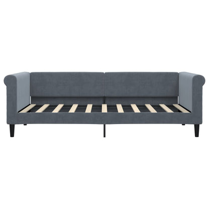 Divano Letto con Letto Estraibile Grigio Scuro 90x190cm Velluto