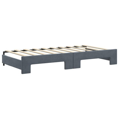 Divano Letto con Letto Estraibile Grigio Scuro 90x190cm Velluto