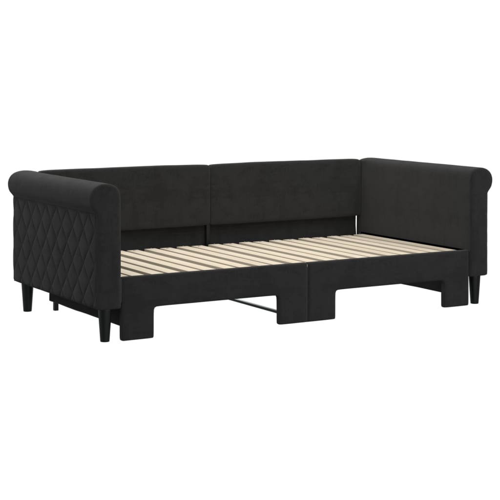 Divano Letto con Letto Estraibile Nero 90x190 cm in Velluto | homemem39