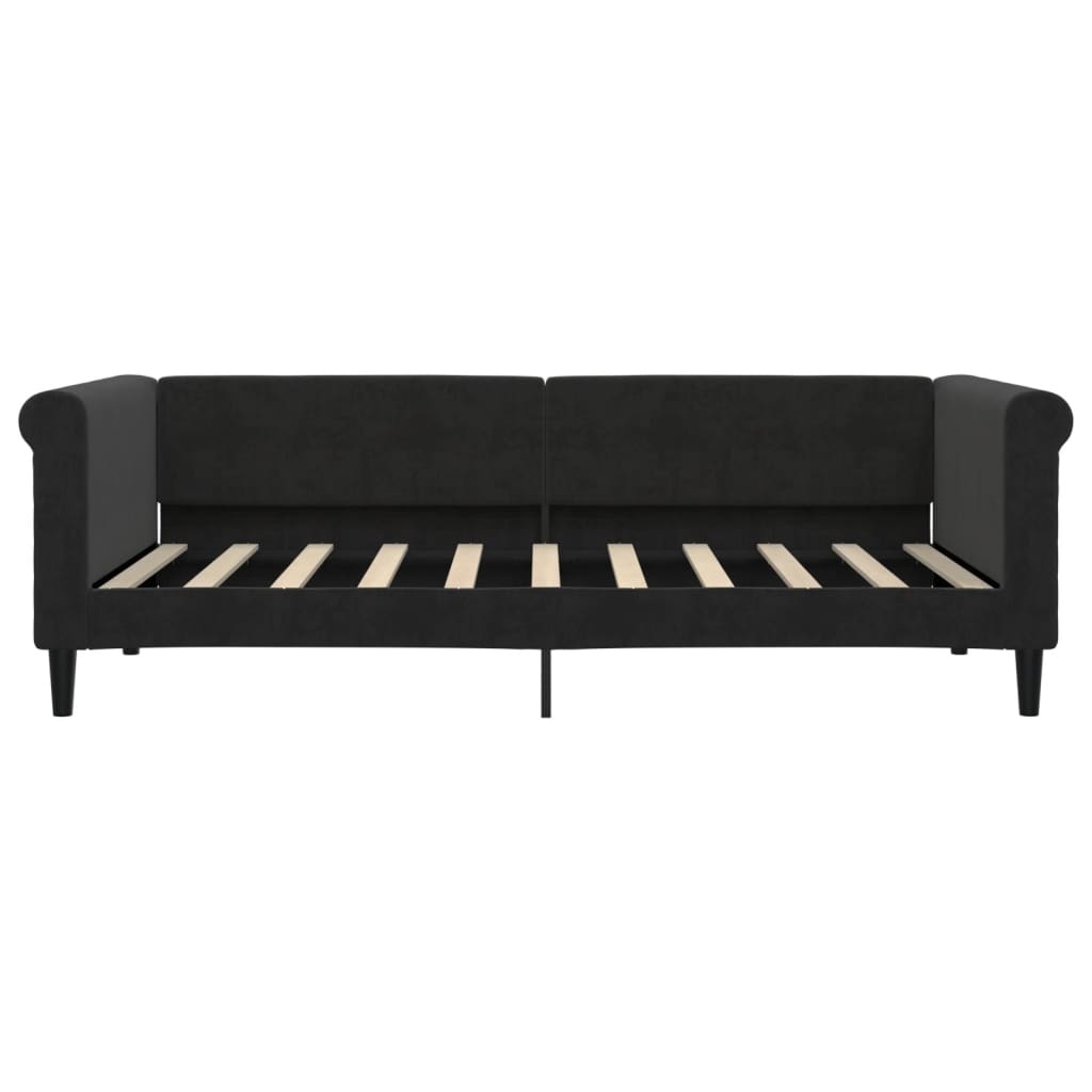 Divano Letto con Letto Estraibile Nero 90x190 cm in Velluto