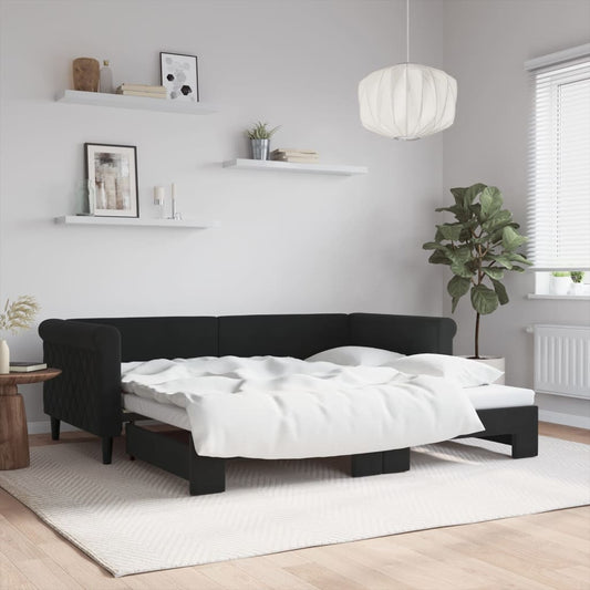 Divano Letto con Letto Estraibile Nero 90x190 cm in Velluto - homemem39