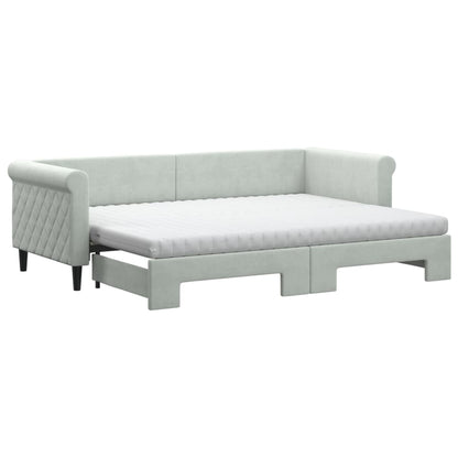Divano Letto Estraibile Materassi Grigio Chiaro 80x200 Velluto - homemem39
