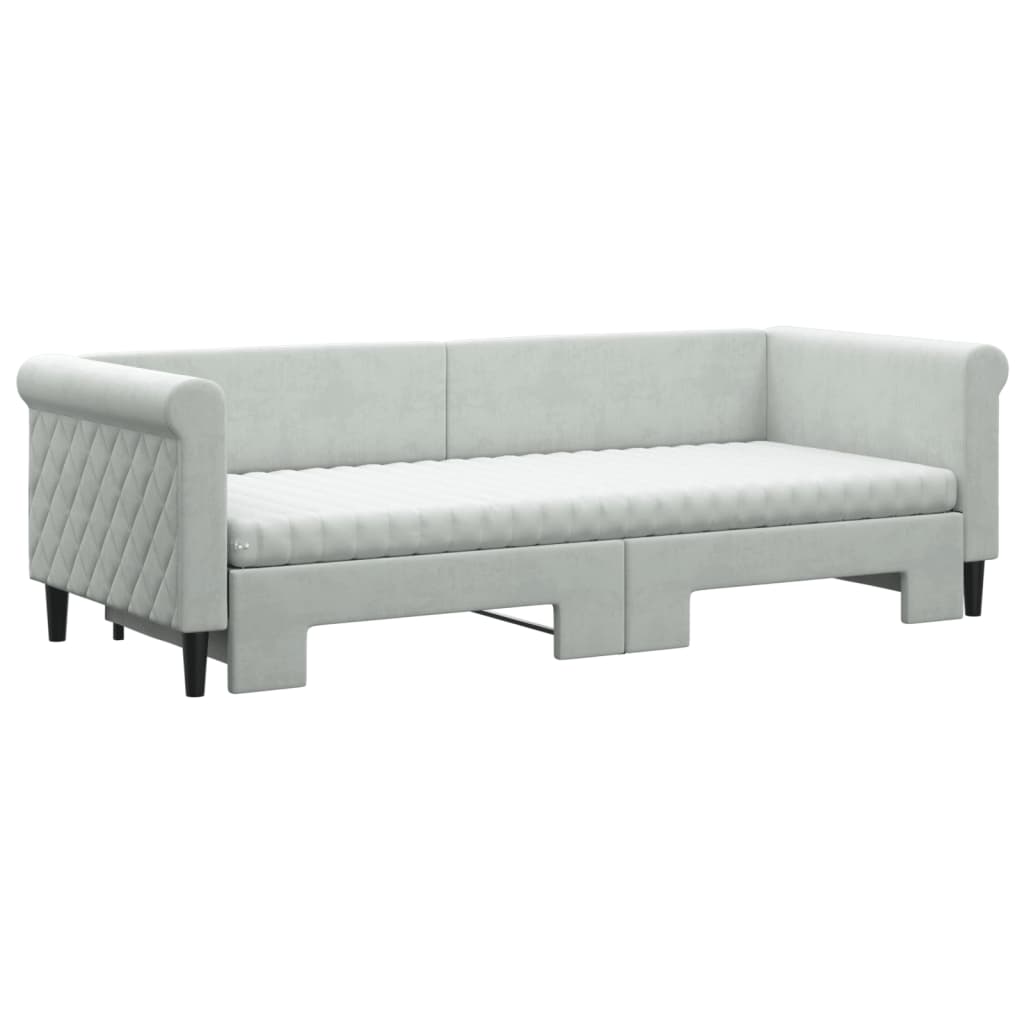 Divano Letto Estraibile Materassi Grigio Chiaro 80x200 Velluto - homemem39