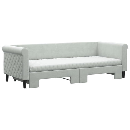 Divano Letto Estraibile Materassi Grigio Chiaro 80x200 Velluto - homemem39
