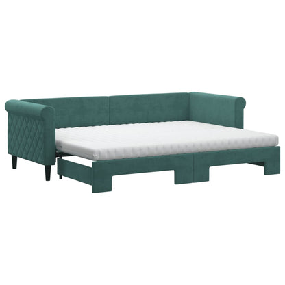 Divano Letto Estraibile Materassi Verde Scuro 80x200 Velluto - homemem39