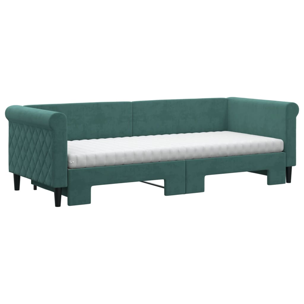 Divano Letto Estraibile Materassi Verde Scuro 80x200 Velluto - homemem39