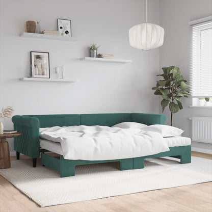 Divano Letto Estraibile Materassi Verde Scuro 80x200 Velluto - homemem39