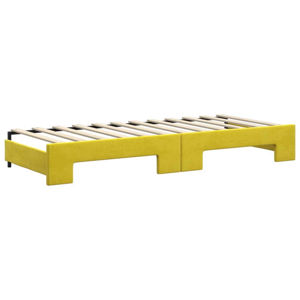 Divano Letto Estraibile con Materassi Giallo 80x200 cm Velluto - homemem39