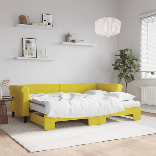 Divano Letto Estraibile con Materassi Giallo 80x200 cm Velluto - homemem39