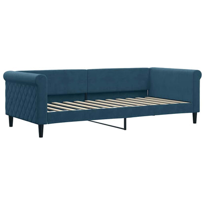 Divano Letto Estraibile con Materassi Blu 90x200 cm Velluto