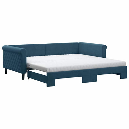 Divano Letto Estraibile con Materassi Blu 100x200 cm Velluto | homemem39