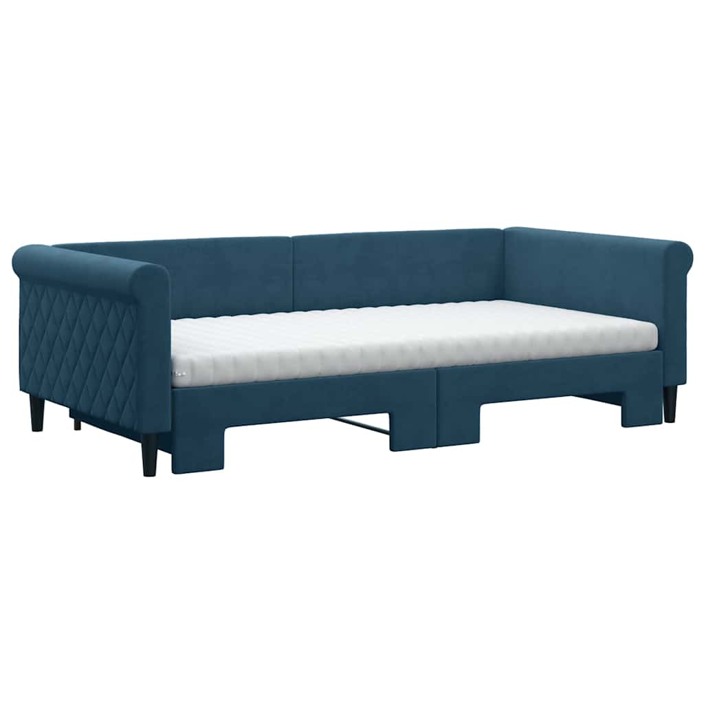 Divano Letto Estraibile con Materassi Blu 100x200 cm Velluto | homemem39