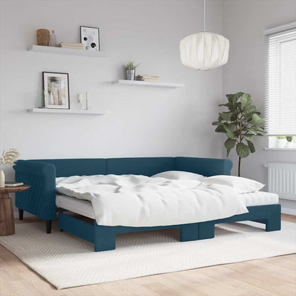 Divano Letto Estraibile con Materassi Blu 100x200 cm Velluto | homemem39