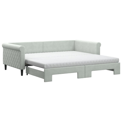 Divano Letto Estraibile Materassi Grigio Chiaro 100x200 Velluto - homemem39
