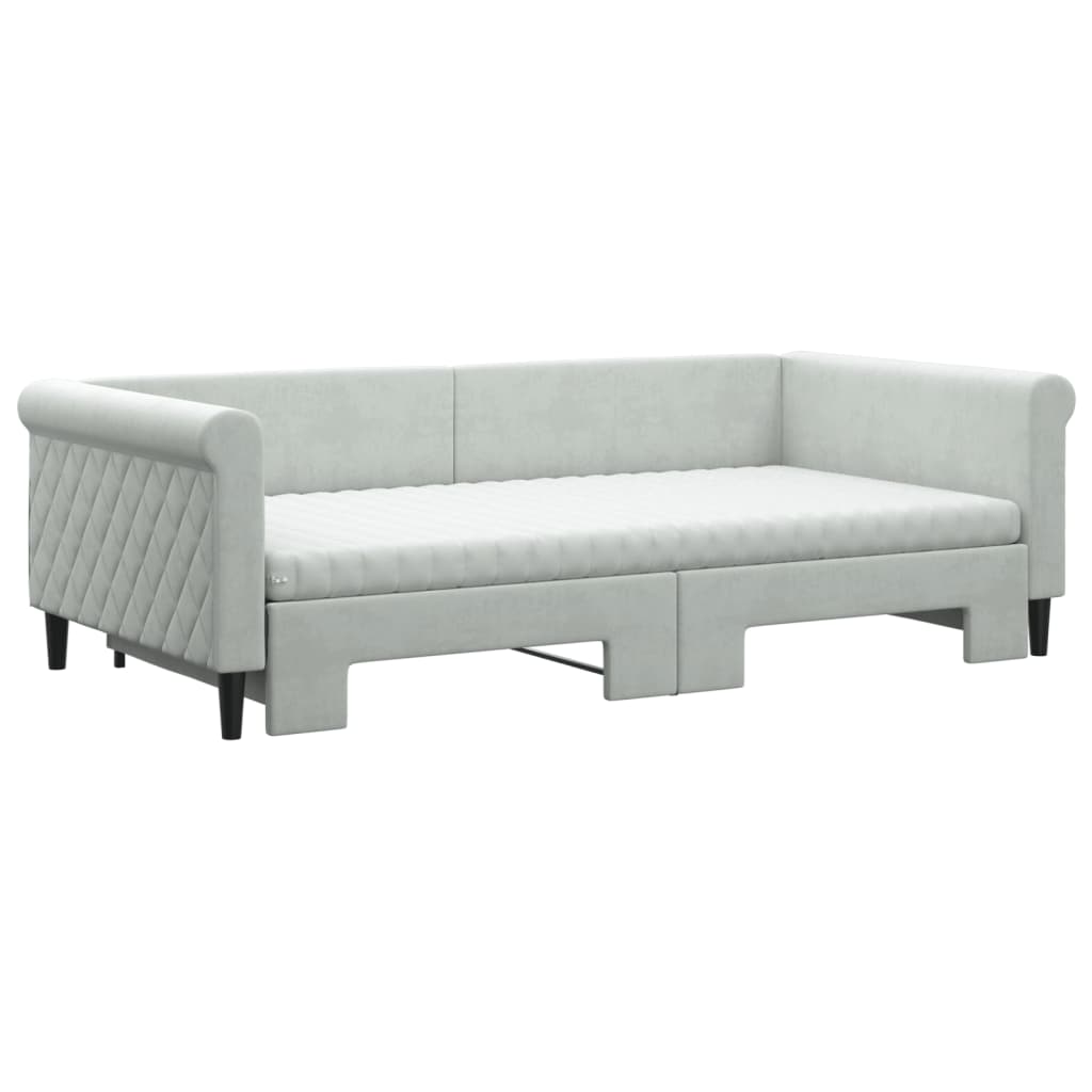 Divano Letto Estraibile Materassi Grigio Chiaro 100x200 Velluto - homemem39