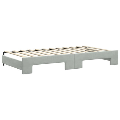 Divano Letto Estraibile Materassi Grigio Chiaro 100x200 Velluto - homemem39