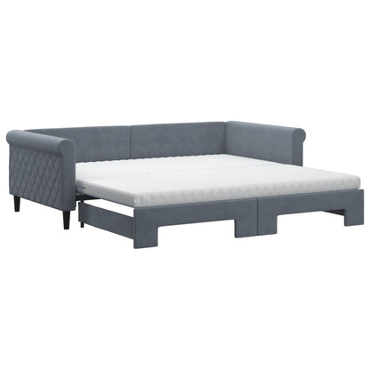 Divano Letto Estraibile Materassi Grigio Scuro 100x200 Velluto | homemem39