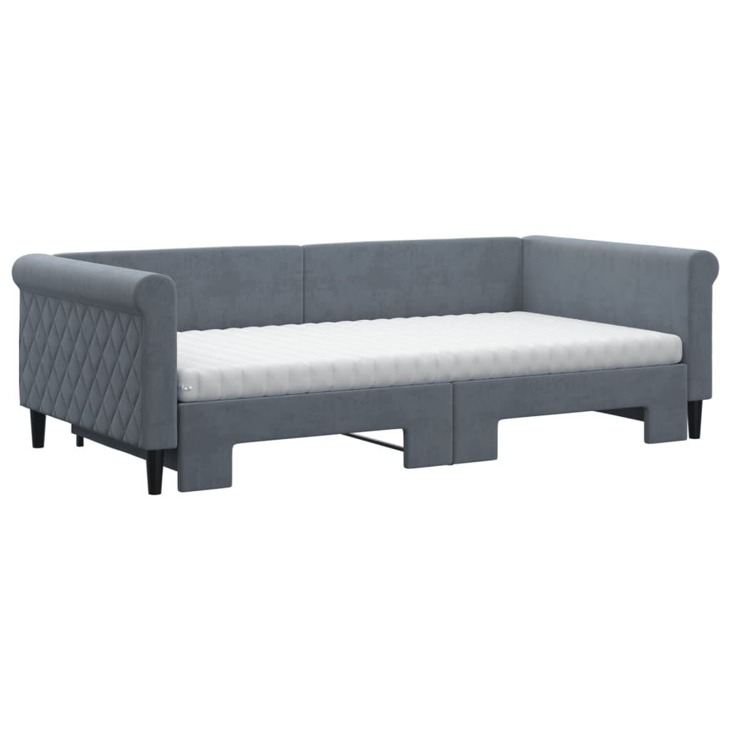 Divano Letto Estraibile Materassi Grigio Scuro 100x200 Velluto | homemem39