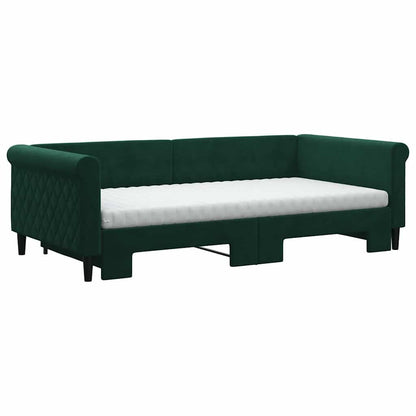 Divano Letto Estraibile Materassi Verde Scuro 100x200 Velluto | homemem39